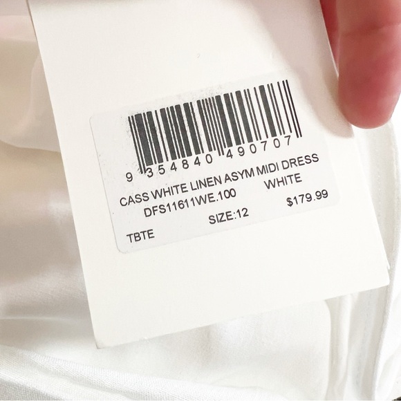 NEW NWT DiSSH CASS WHITE LINEN Asymmetrical  MIDI DRESS White Size US 8 AUS 12 - Picture 14 of 16